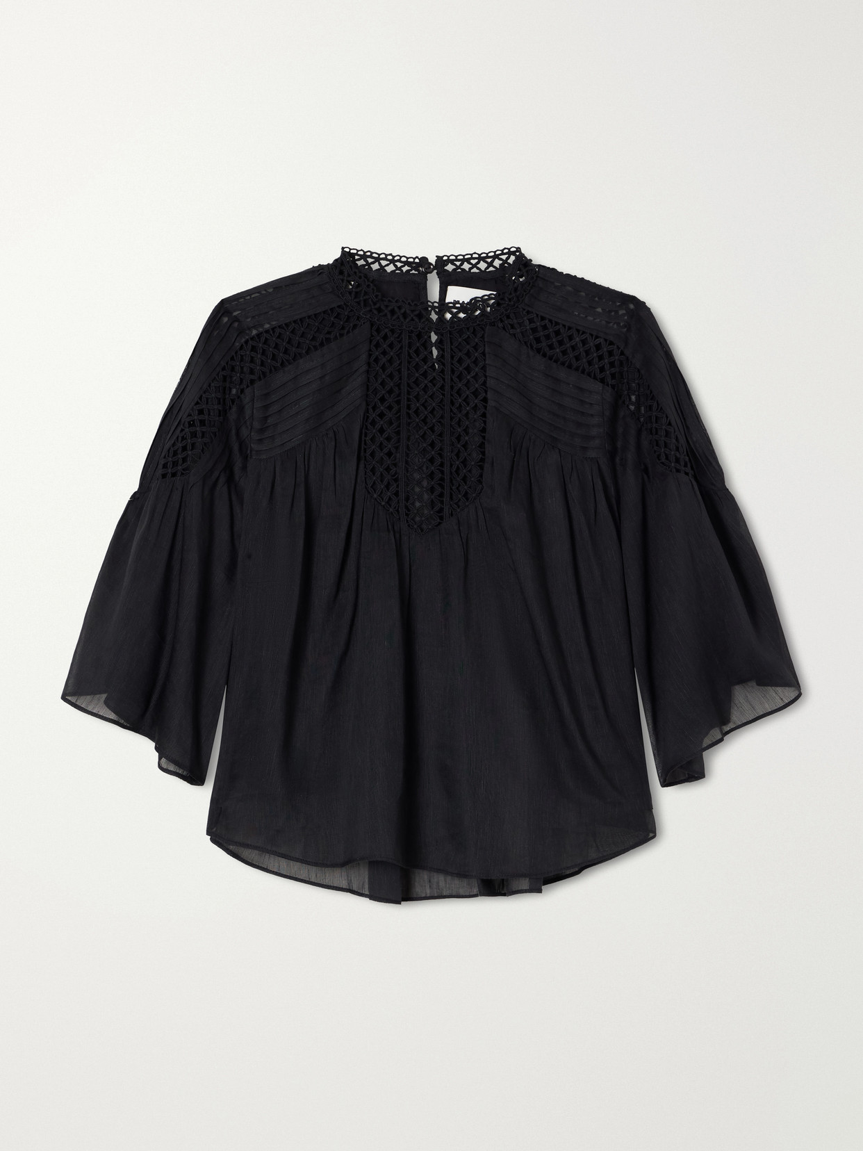 Isabel Marant Étoile Parina Lace-trimmed Woven Blouse In Black