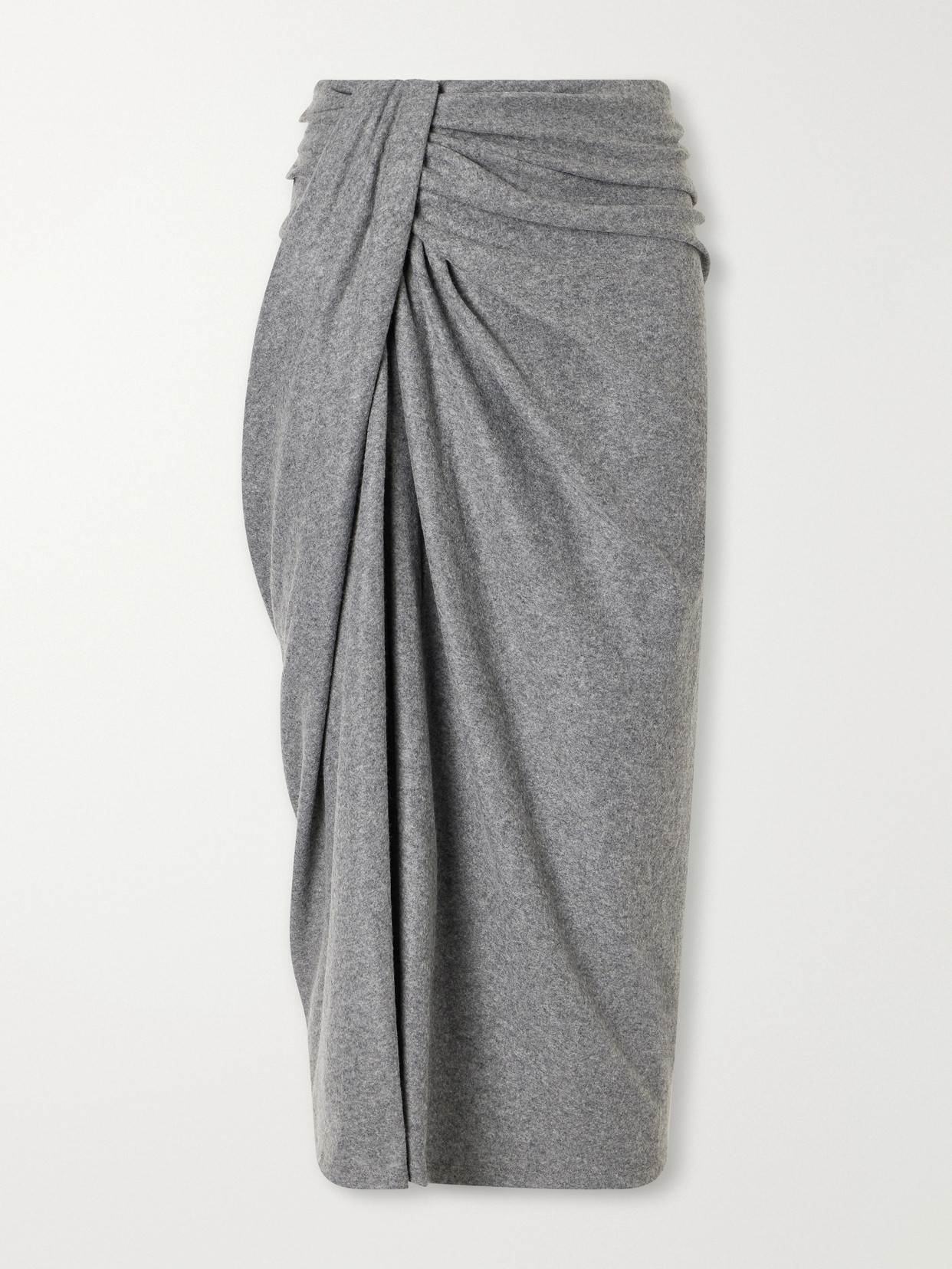 Isabel Marant Étoile Jeldia Gathered Draped Stretch Midi Skirt In Gray