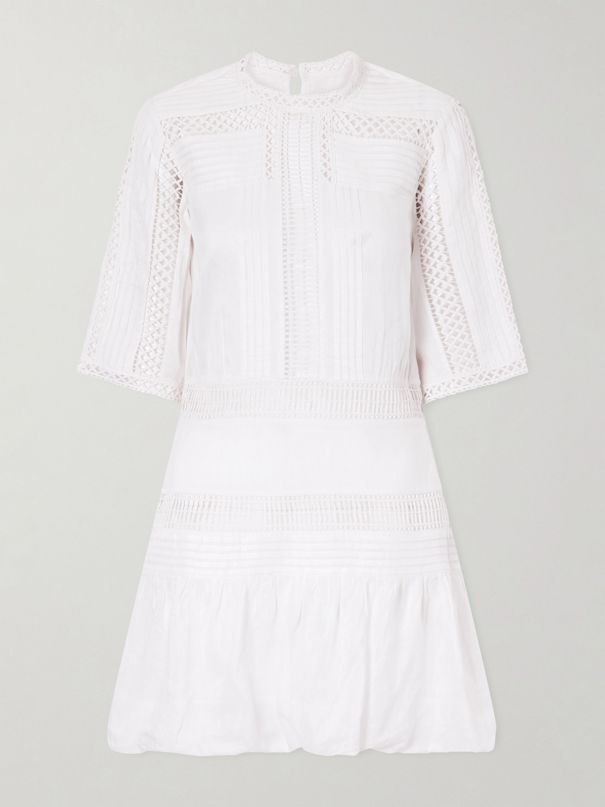 Isabel Marant Étoile Paige Lace-trimmed Woven Mini Dress In White