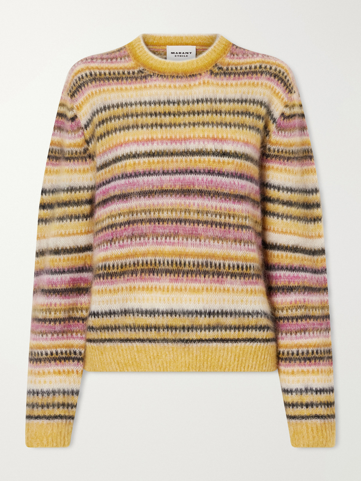 Isabel Marant Étoile Morine Striped Brushed Mohair And Wool-blend Sweater In Yellow