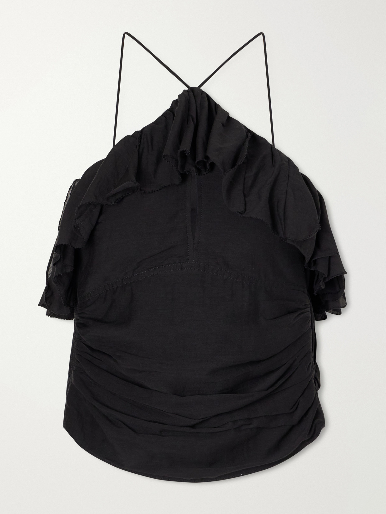 MARANT ÉTOILE - Djimia Ruffled Cotton-blend Tank - Black