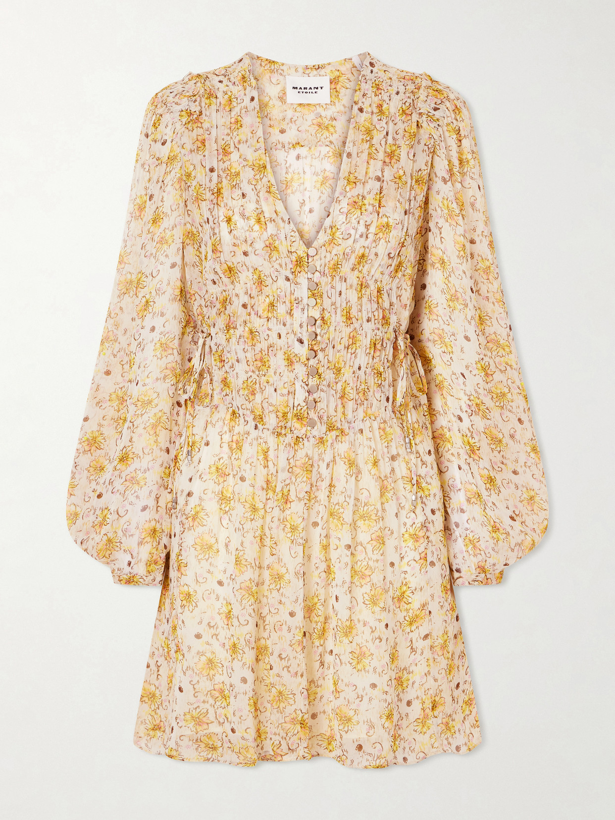 MARANT ÉTOILE - Florel Floral-print Crêpe De Chine Mini Dress - Yellow