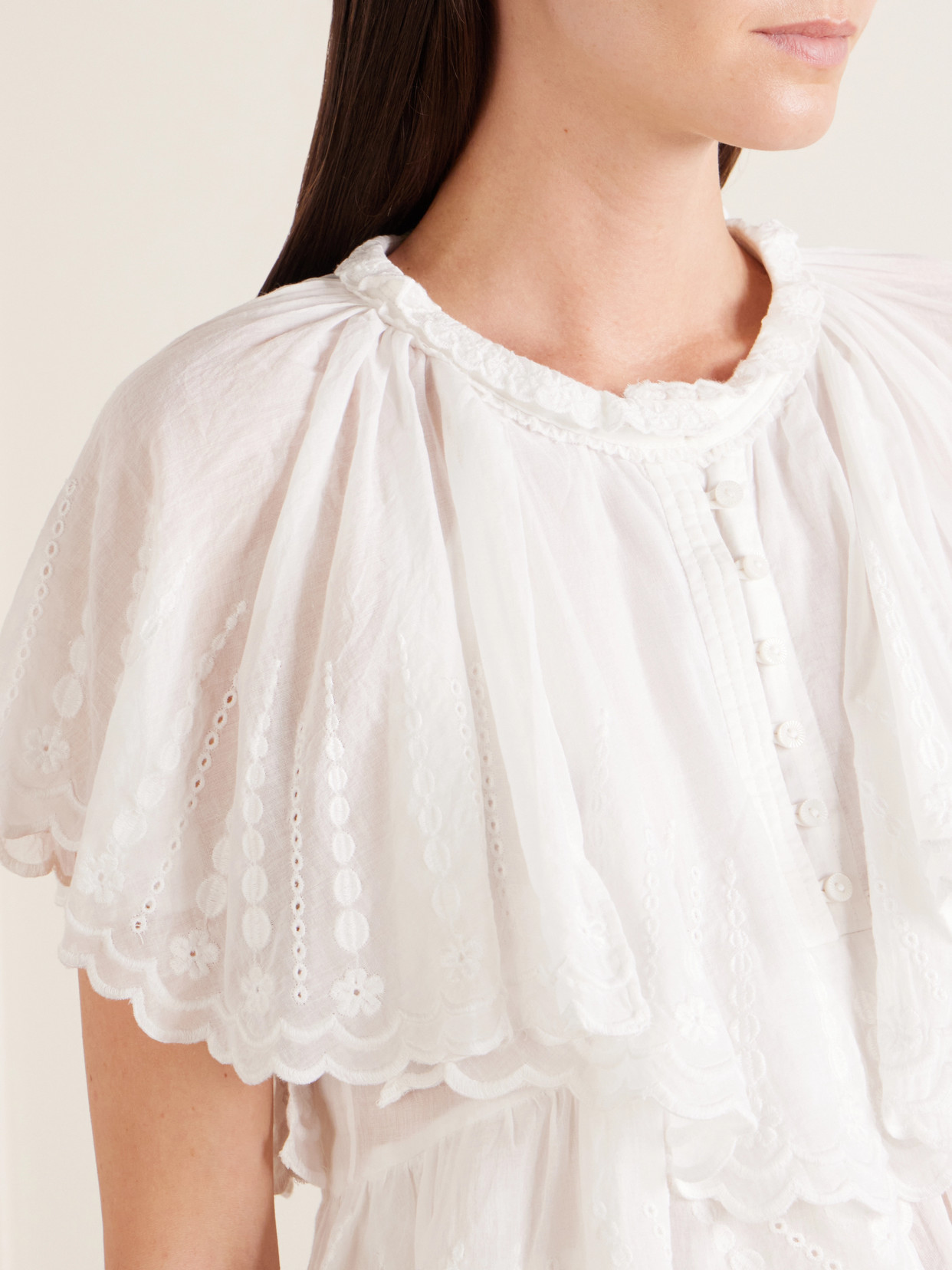 Marant Étoile - Lorna Ruffled Embroidered Cotton Blouse