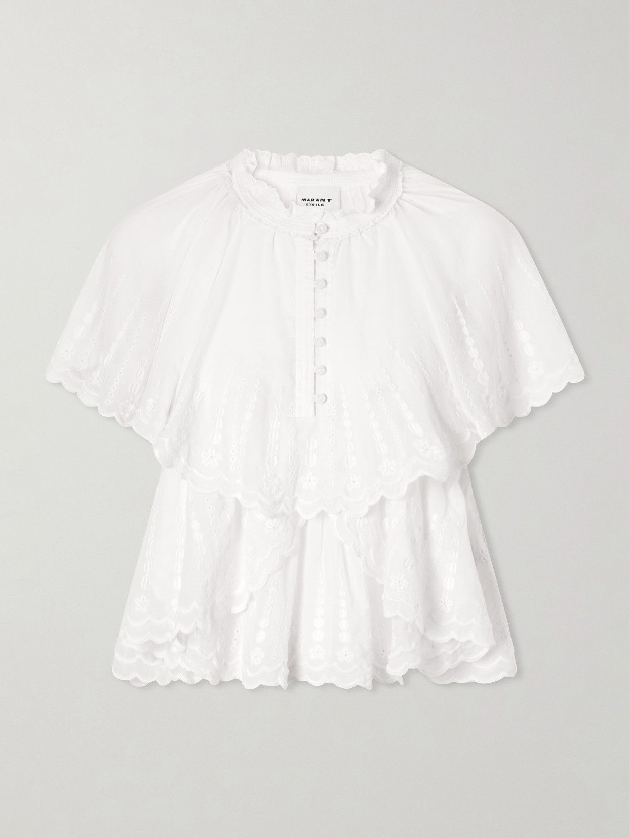 Isabel Marant Étoile Lorna Ruffled Embroidered Cotton Blouse In White