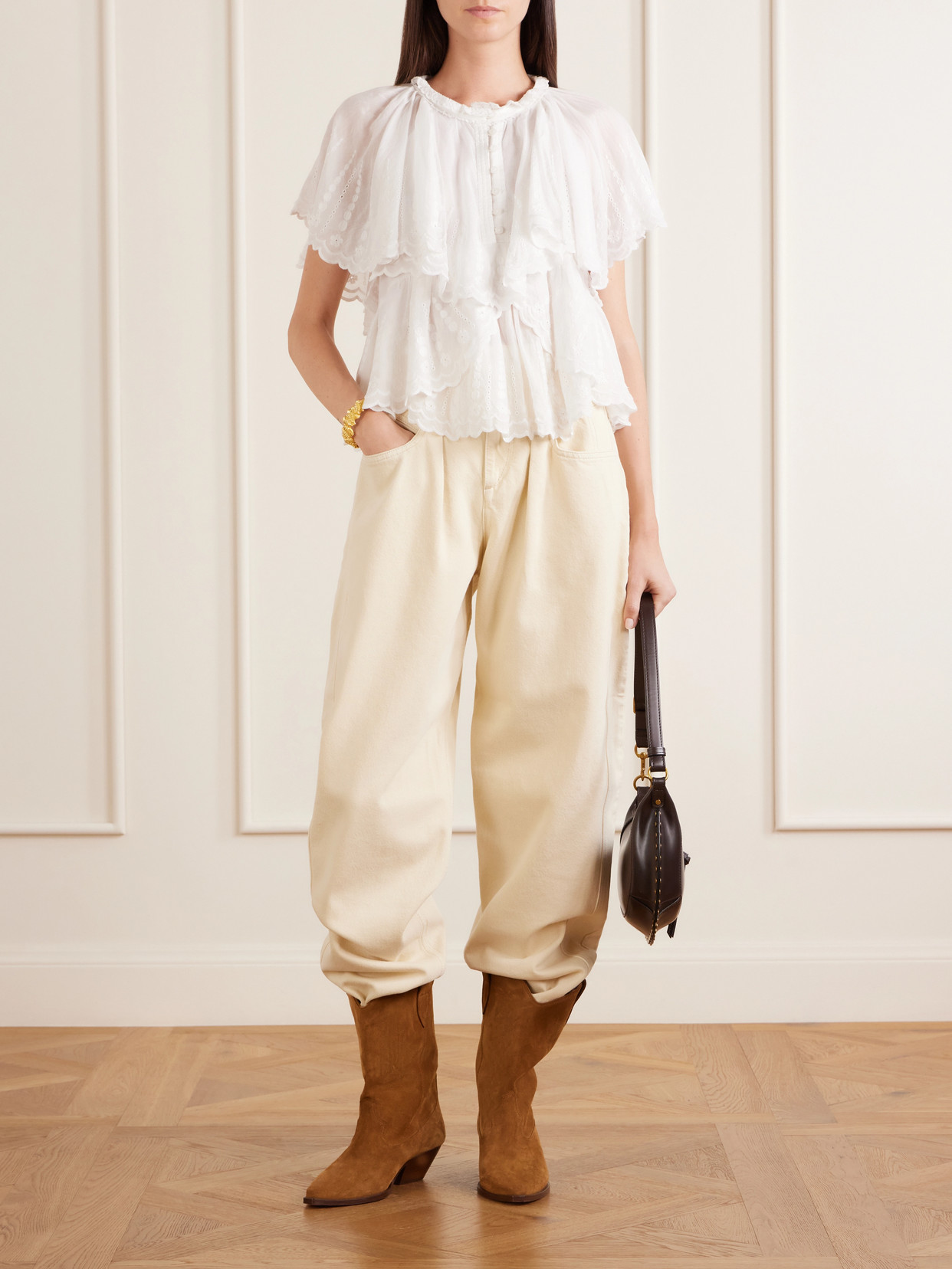 Marant Étoile - Lorna Ruffled Embroidered Cotton Blouse