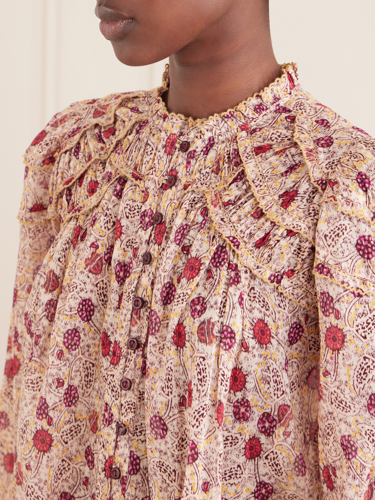 Marant Étoile - Christa Ruffled Printed Cotton Blouse