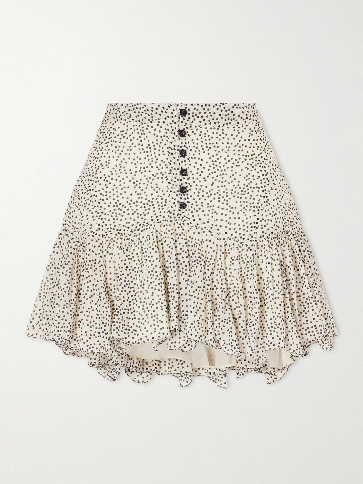 Isabel Marant Étoile Daneen Polka-dot Ruffled Cotton Mini Skirt In White