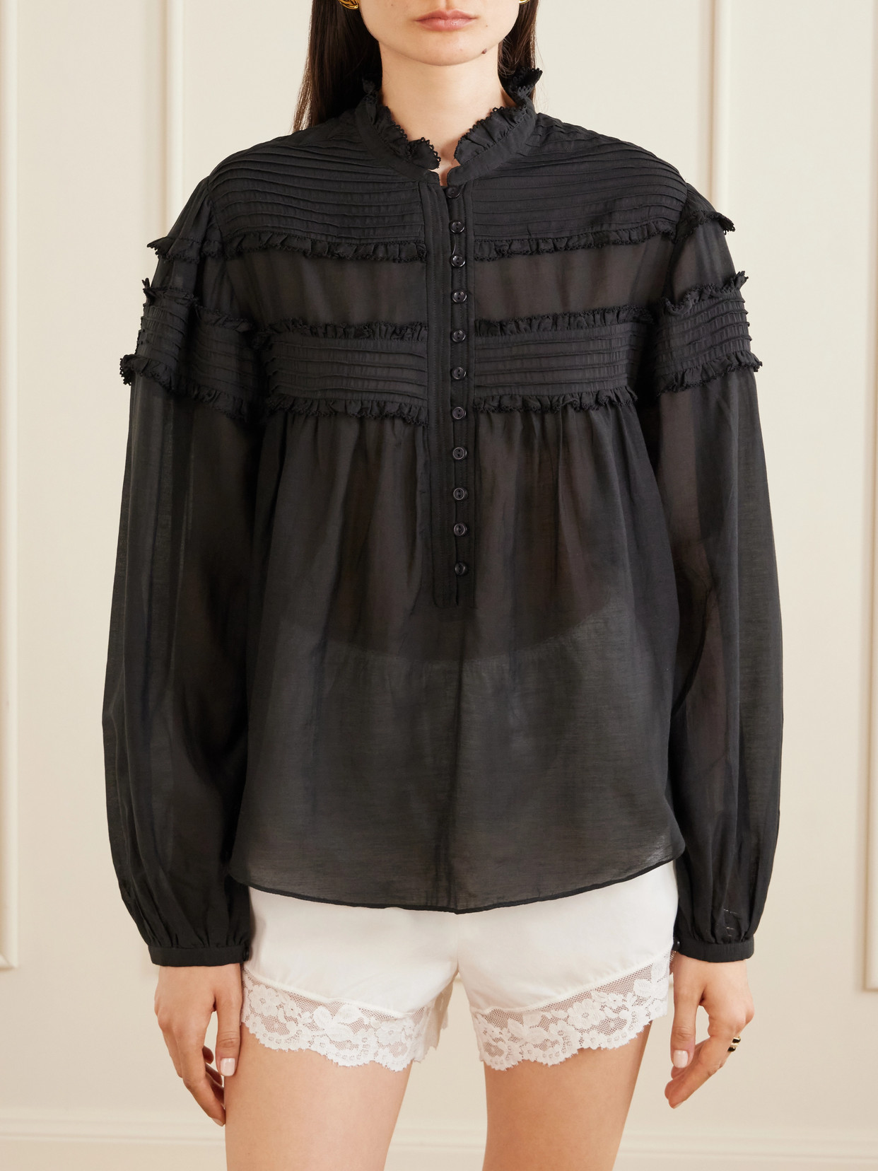 Marant Étoile - Doane Ruffled Cotton-Blend Voile Blouse