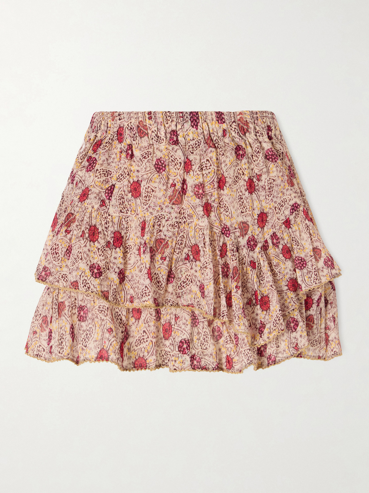 MARANT ÉTOILE - Jocadia Floral-print Ruffled Organic Cotton-voile Shorts - Pink