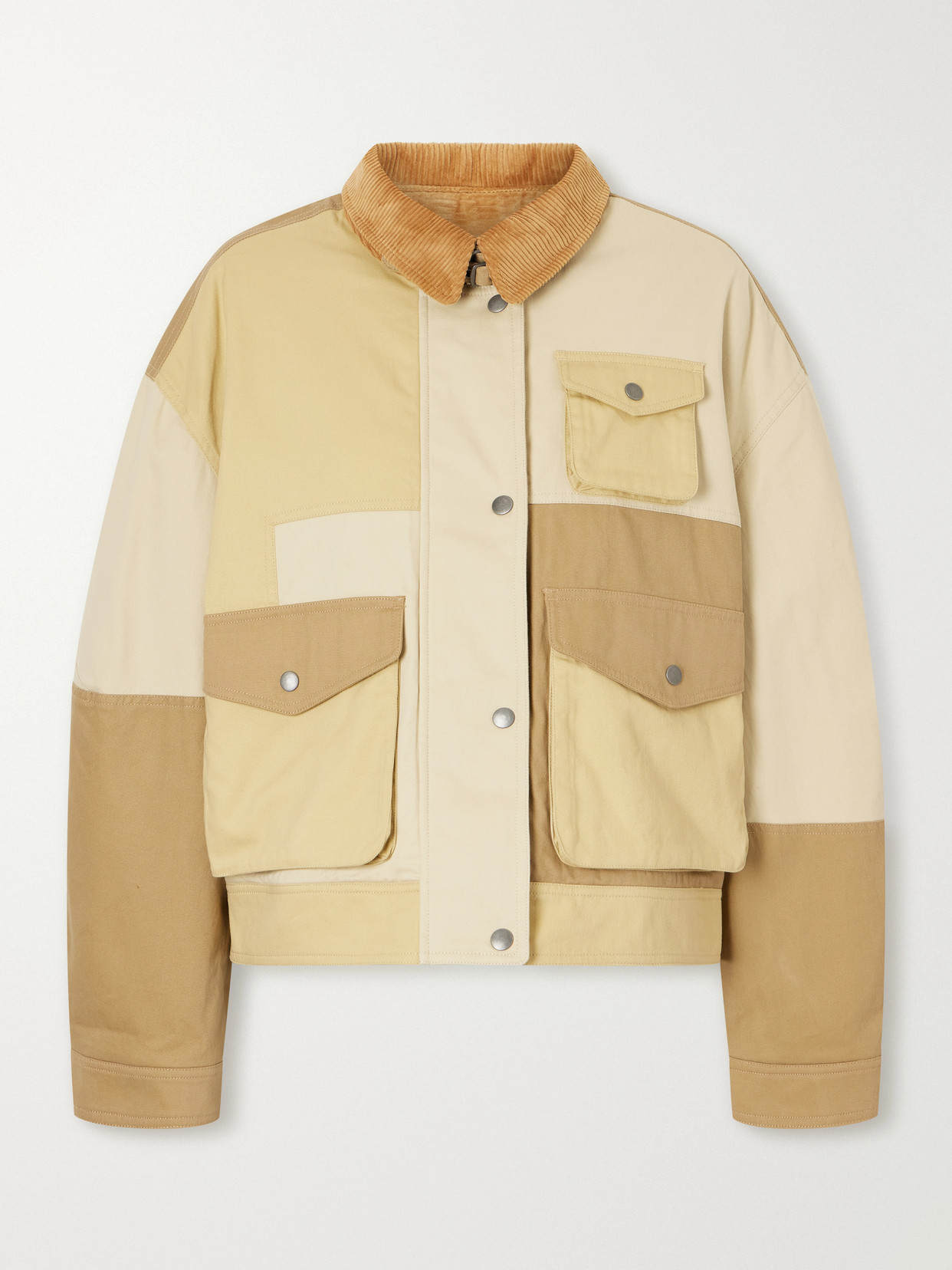 Isabel Marant Étoile Risla Corduroy-trimmed Cotton Jacket In Neutrals
