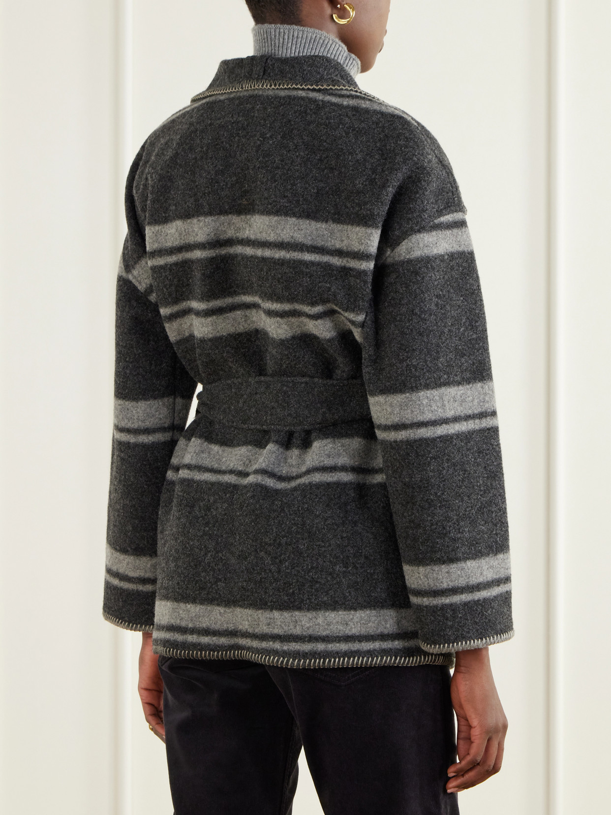 Marant Étoile - Brea Belted Striped Coat