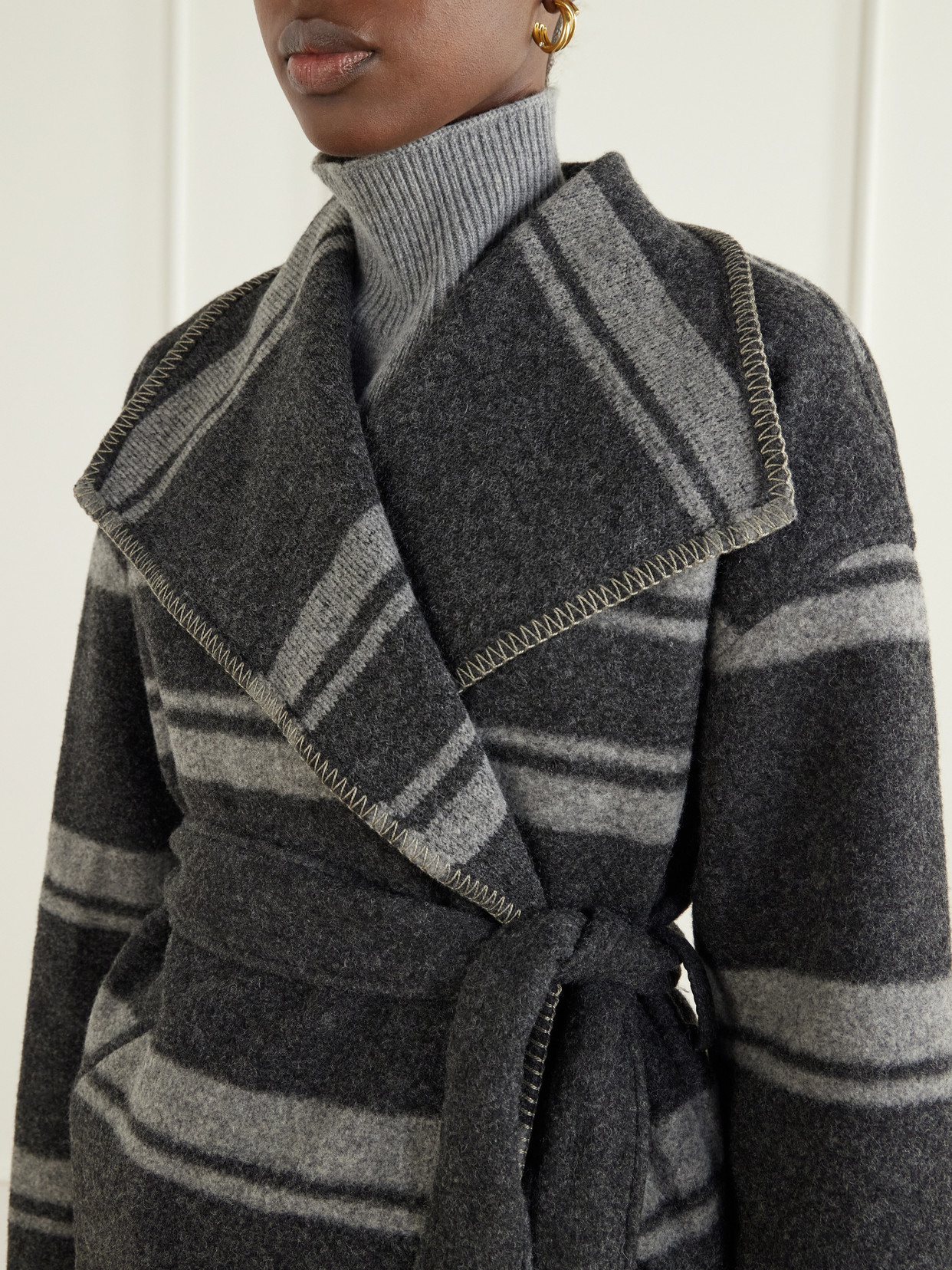Marant Étoile - Brea Belted Striped Coat