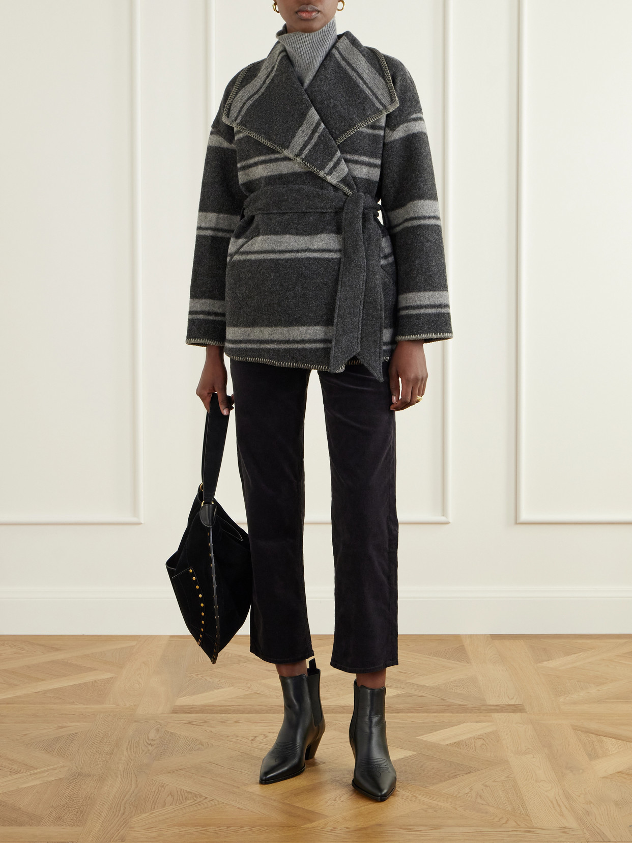Marant Étoile - Brea Belted Striped Coat