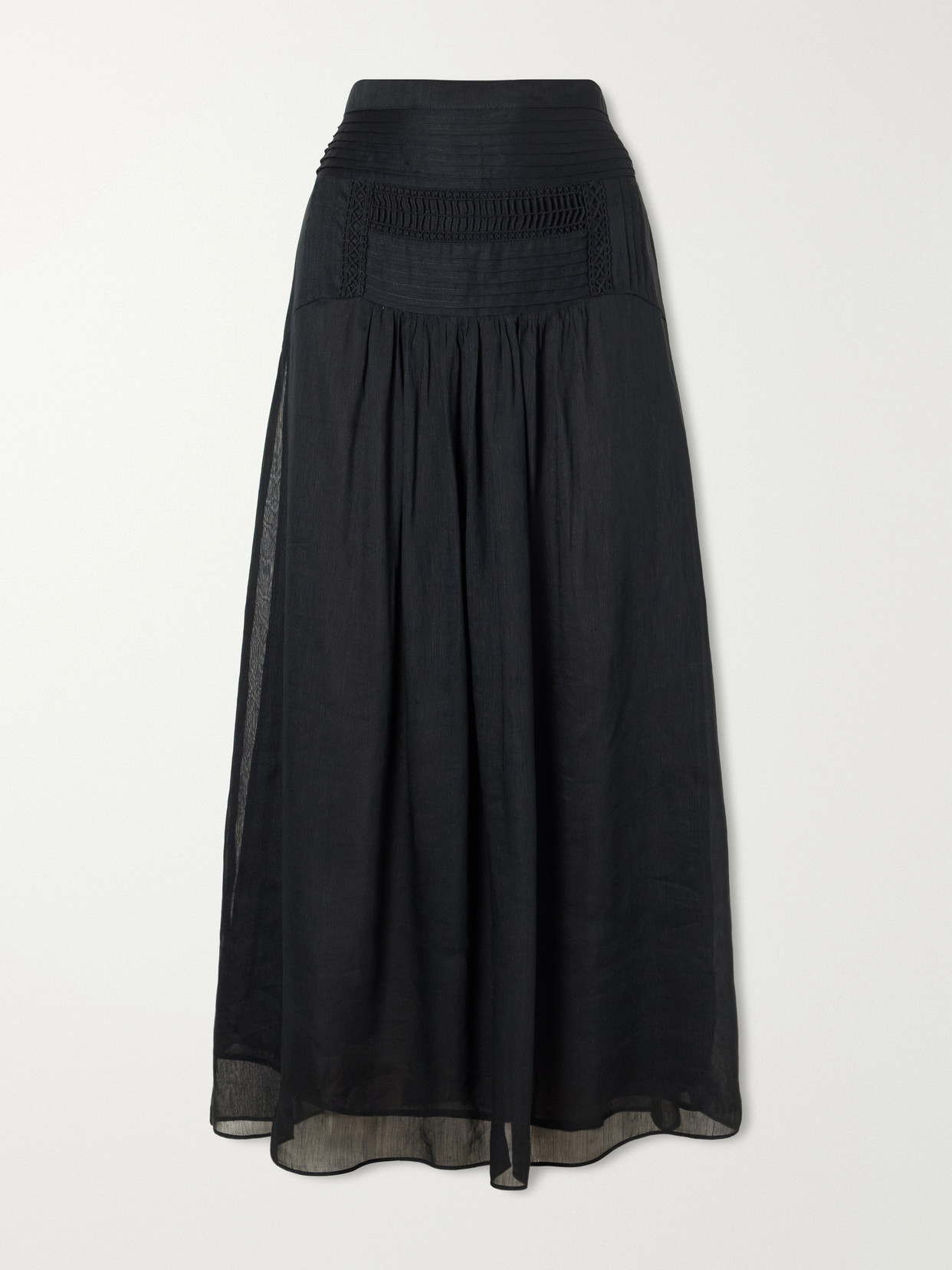 Isabel Marant Étoile Pylka Embroidered Crepon Midi Skirt In Black