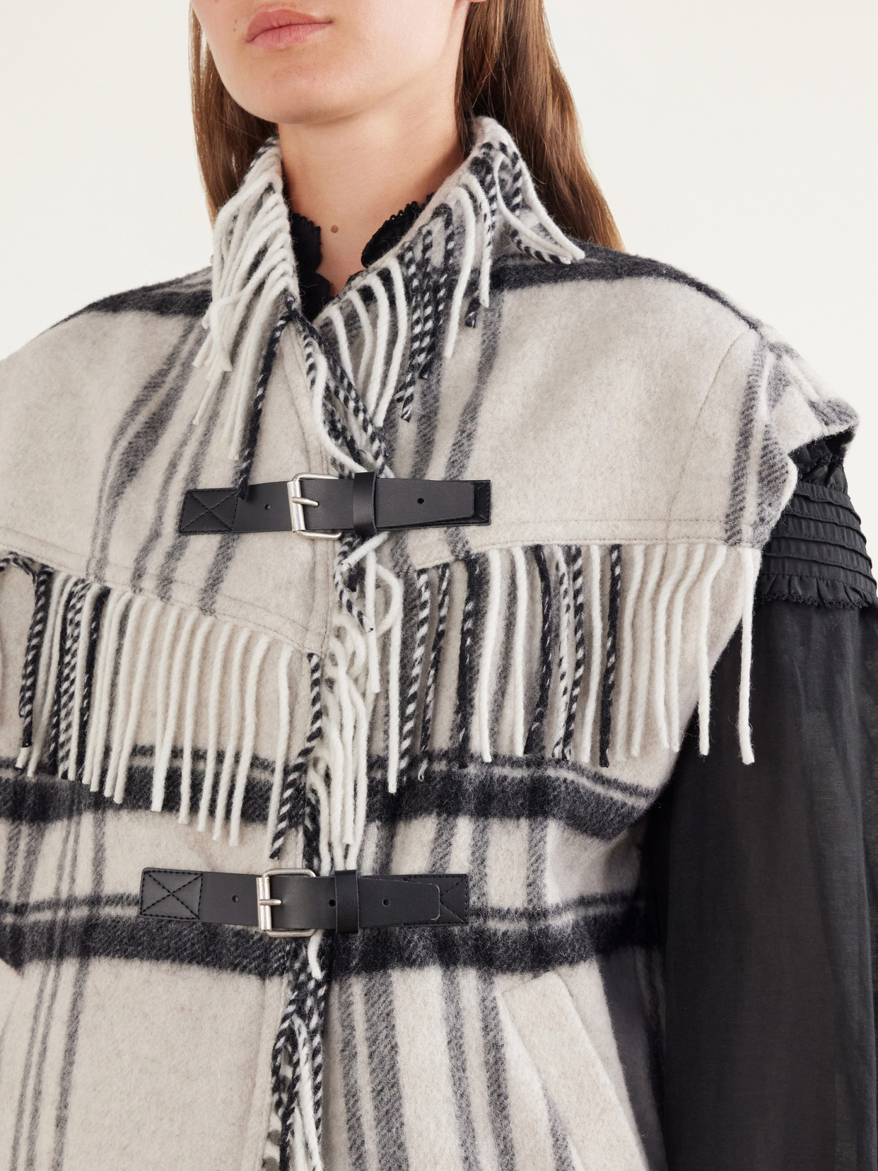 Marant Étoile - Ginesa Fringed Checked Brushed Wool-Blend Vest