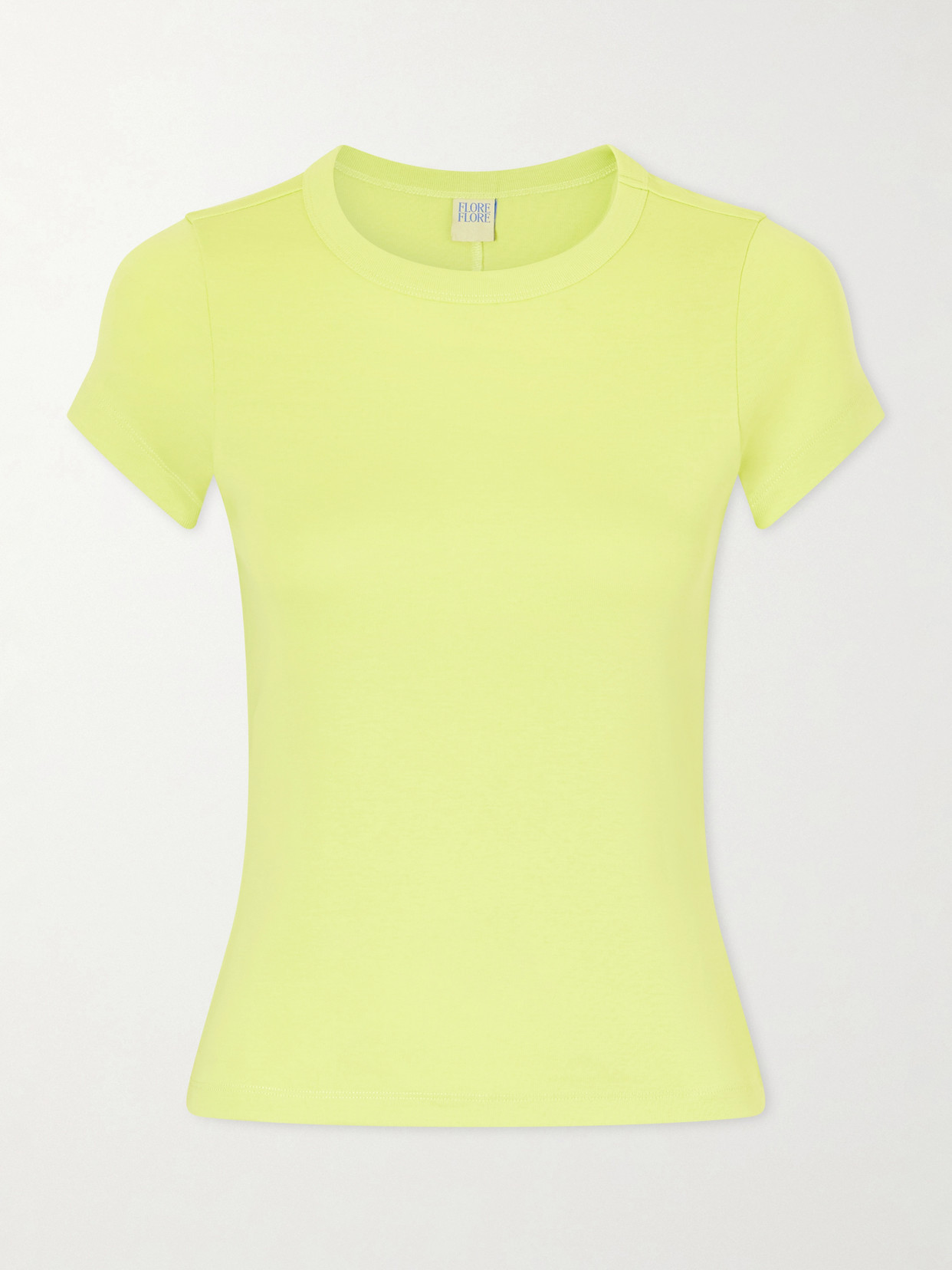 Flore Flore Car Baby Tee Ribbed Organic Cotton-jersey T-shirt In Yellow