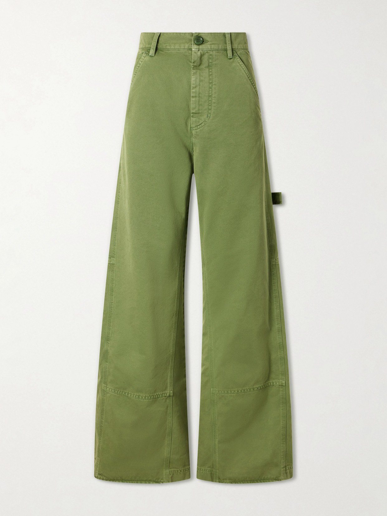 Marni Cotton-drill Wide-leg Cargo Pants In Green