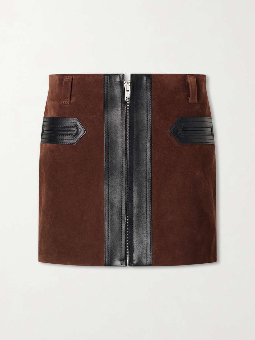 Marni Leather-trimmed Suede Mini Skirt