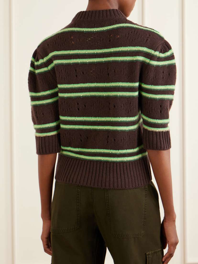 Marni Cropped Striped Open-knit Cashmere Sweater | Thumbnail 4 Marni Cropped Striped Open-knit Cashmere Sweater | Thumbnail 4