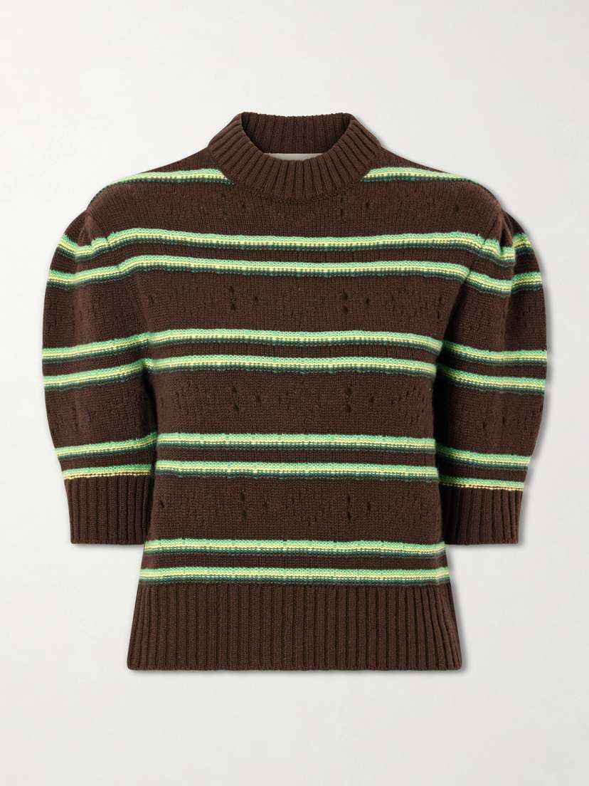 Marni Cropped Striped Open-knit Cashmere Sweater - Women's Clothing