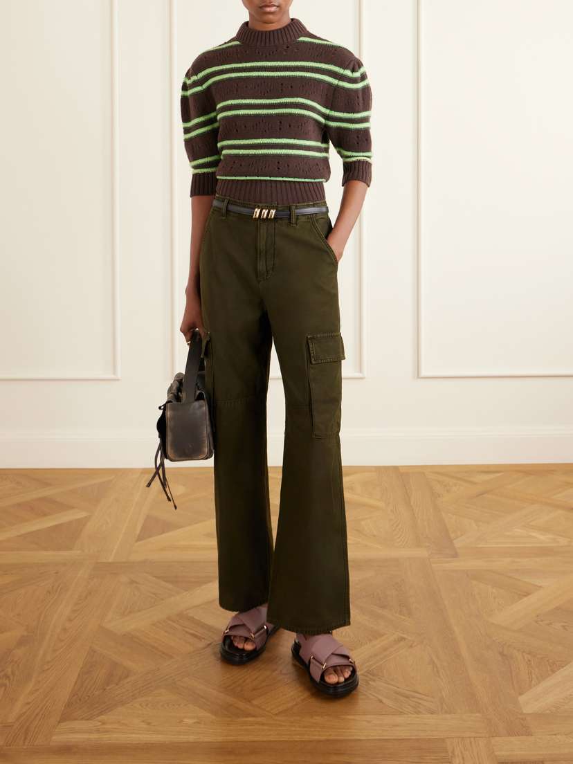 Marni Cropped Striped Open-knit Cashmere Sweater | Thumbnail 2 Marni Cropped Striped Open-knit Cashmere Sweater | Thumbnail 2