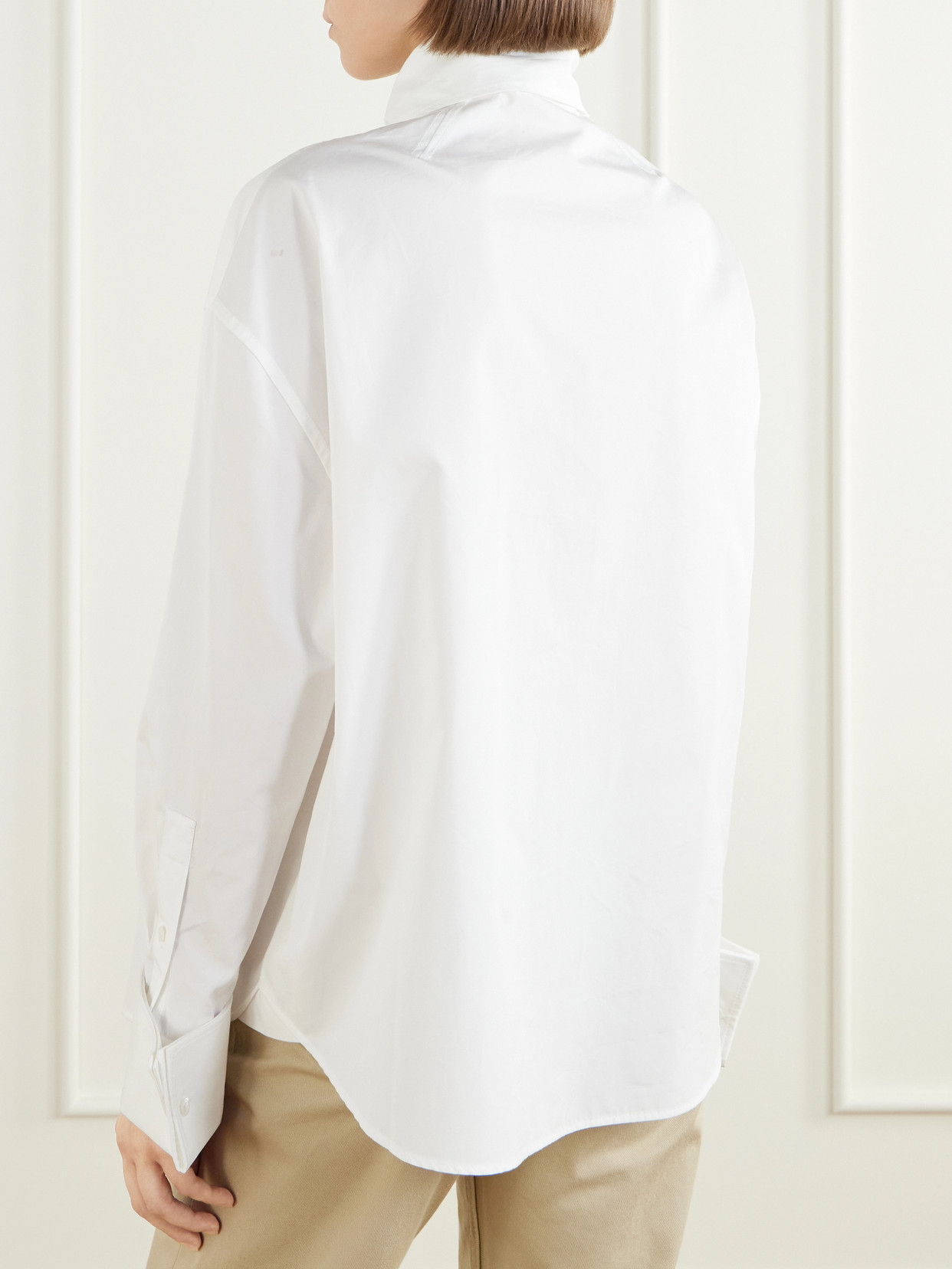 Scarf-Detailed Cotton-Poplin Shirt