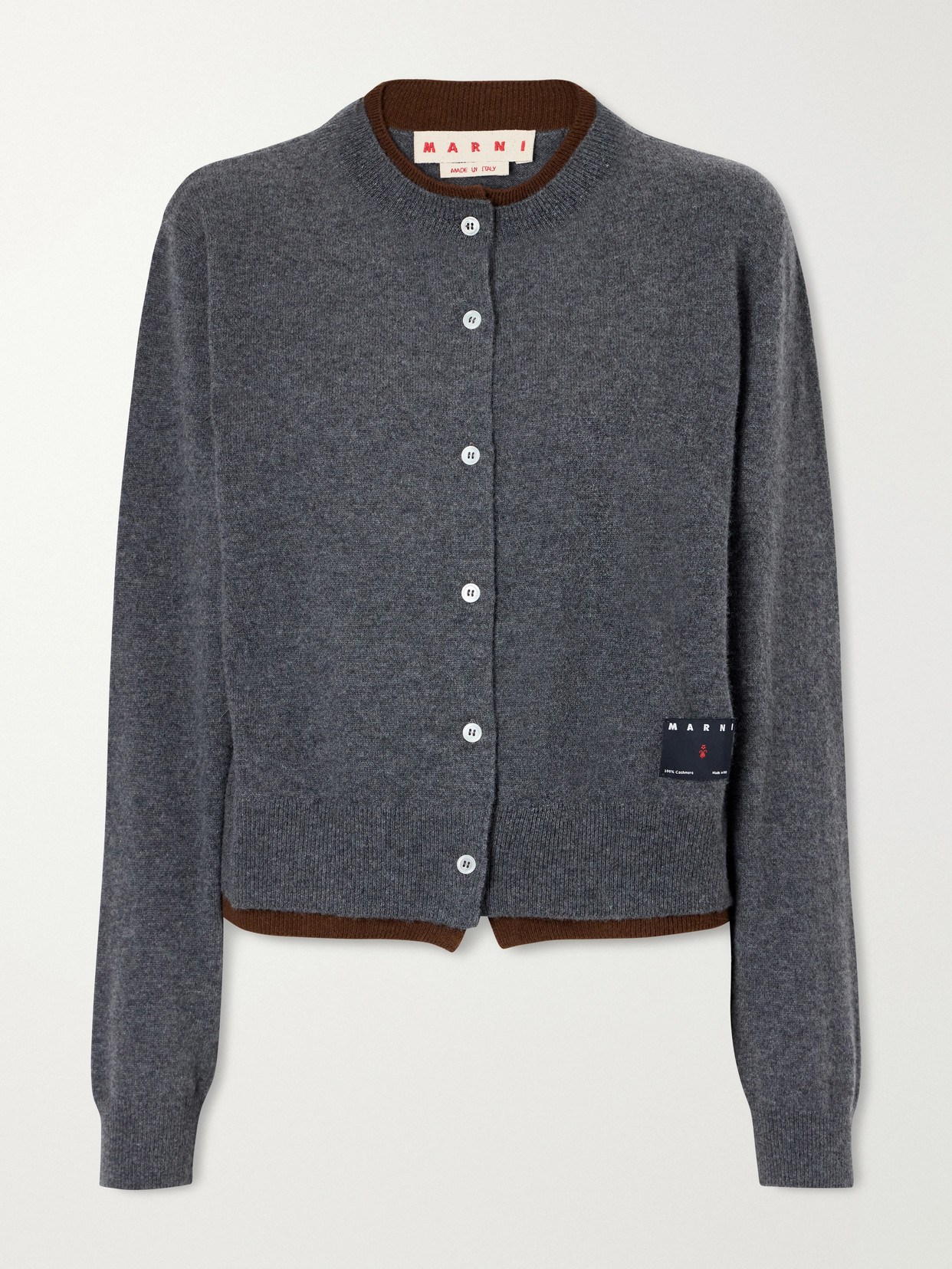 Marni Layered Cashmere Cardigan In Gray