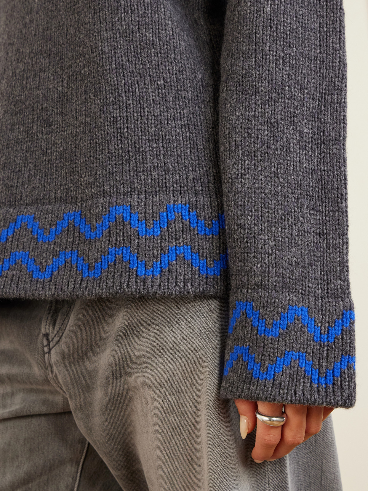 Marni Chevron-pattern Layered-effect Sweater In Gray