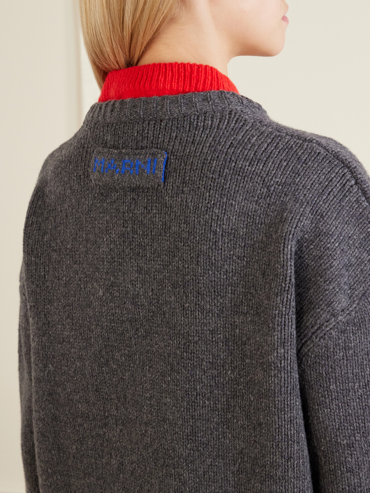 Marni Chevron-pattern Layered-effect Sweater In Gray