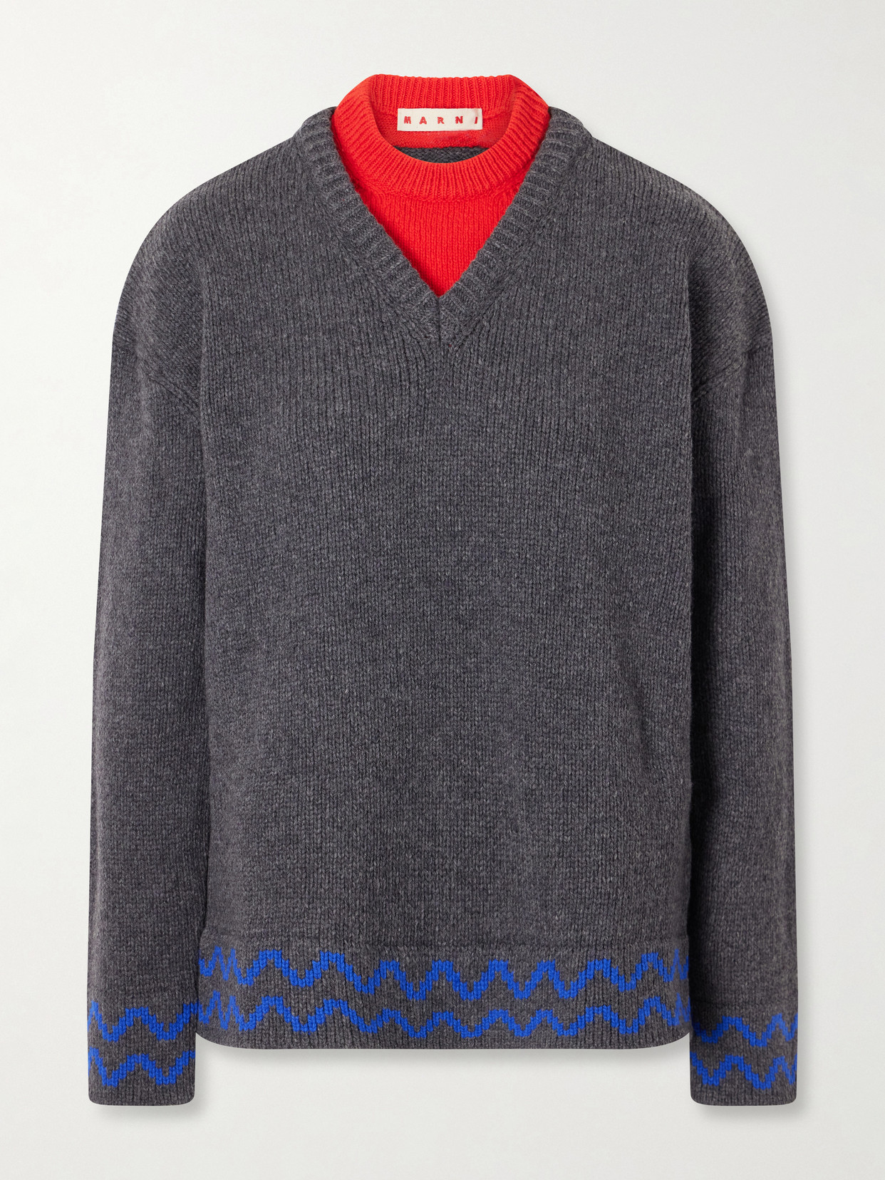 Marni Layered Wool Sweater In Gray