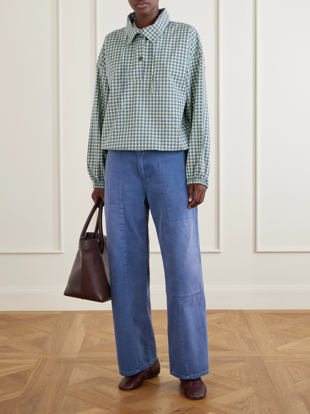 Marni Green Checked Poplin Blouse In Green