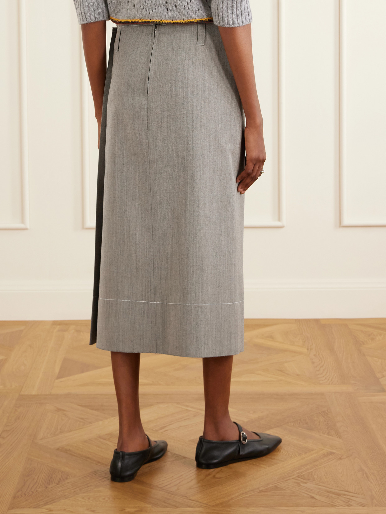 Pleated Virgin-Wool Midi