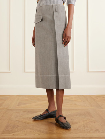 Sacai - Satin-trimmed striped woven skirt | Plush