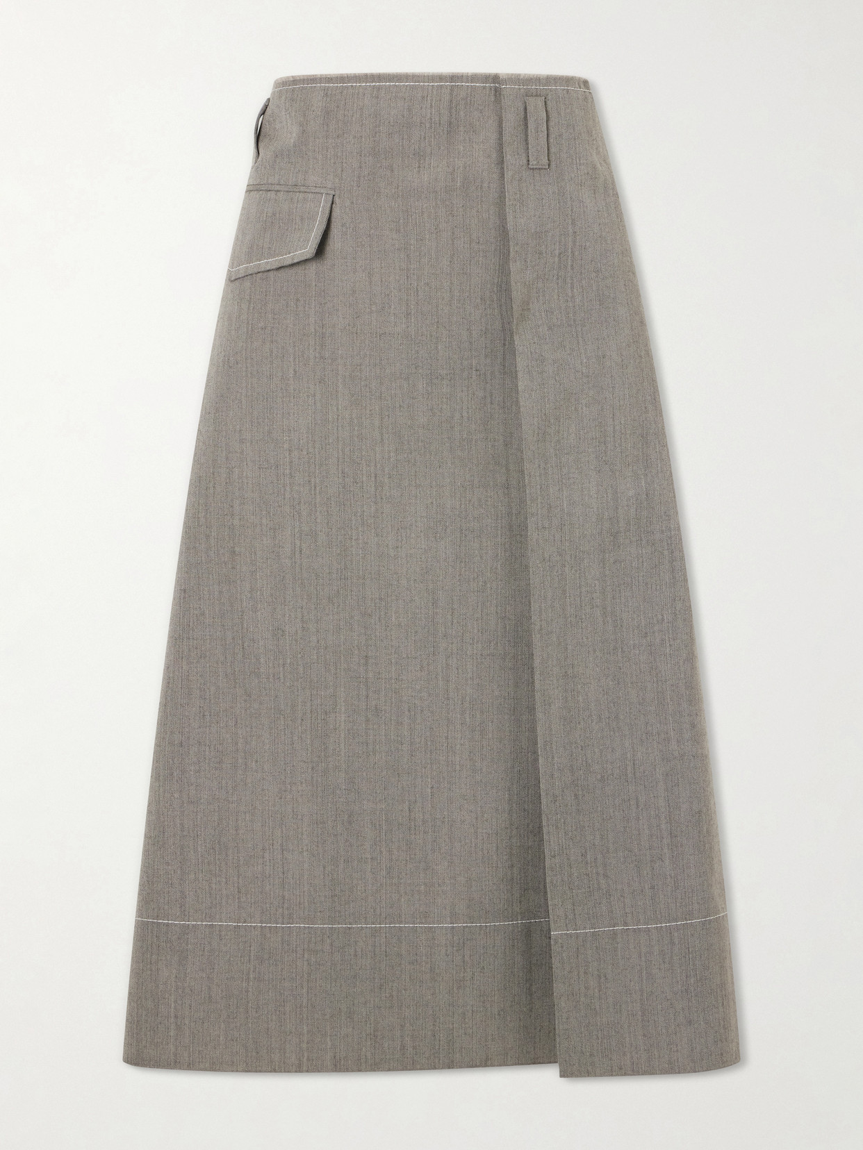 Marni Pleated Virgin-wool Midi Skirt In Gray