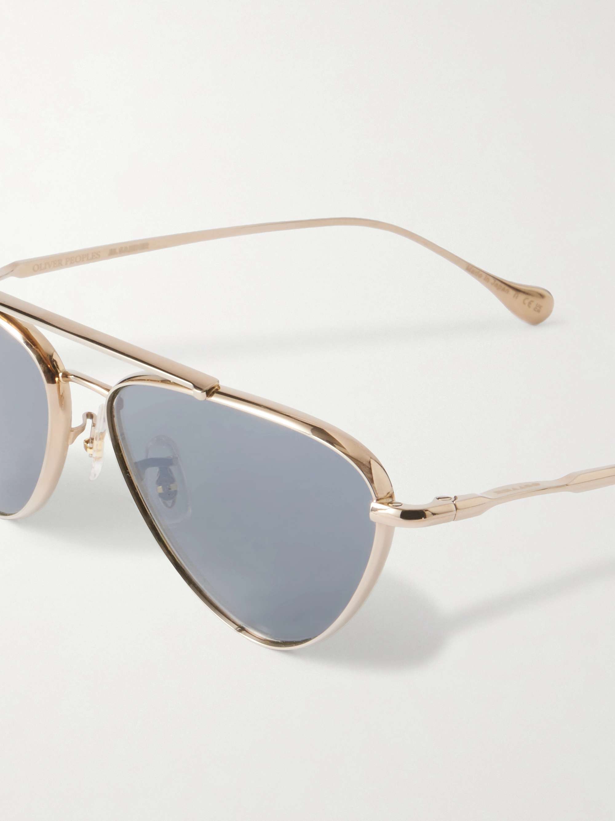 OLIVER PEOPLES + Jil Sander aviator-style gold-tone titanium