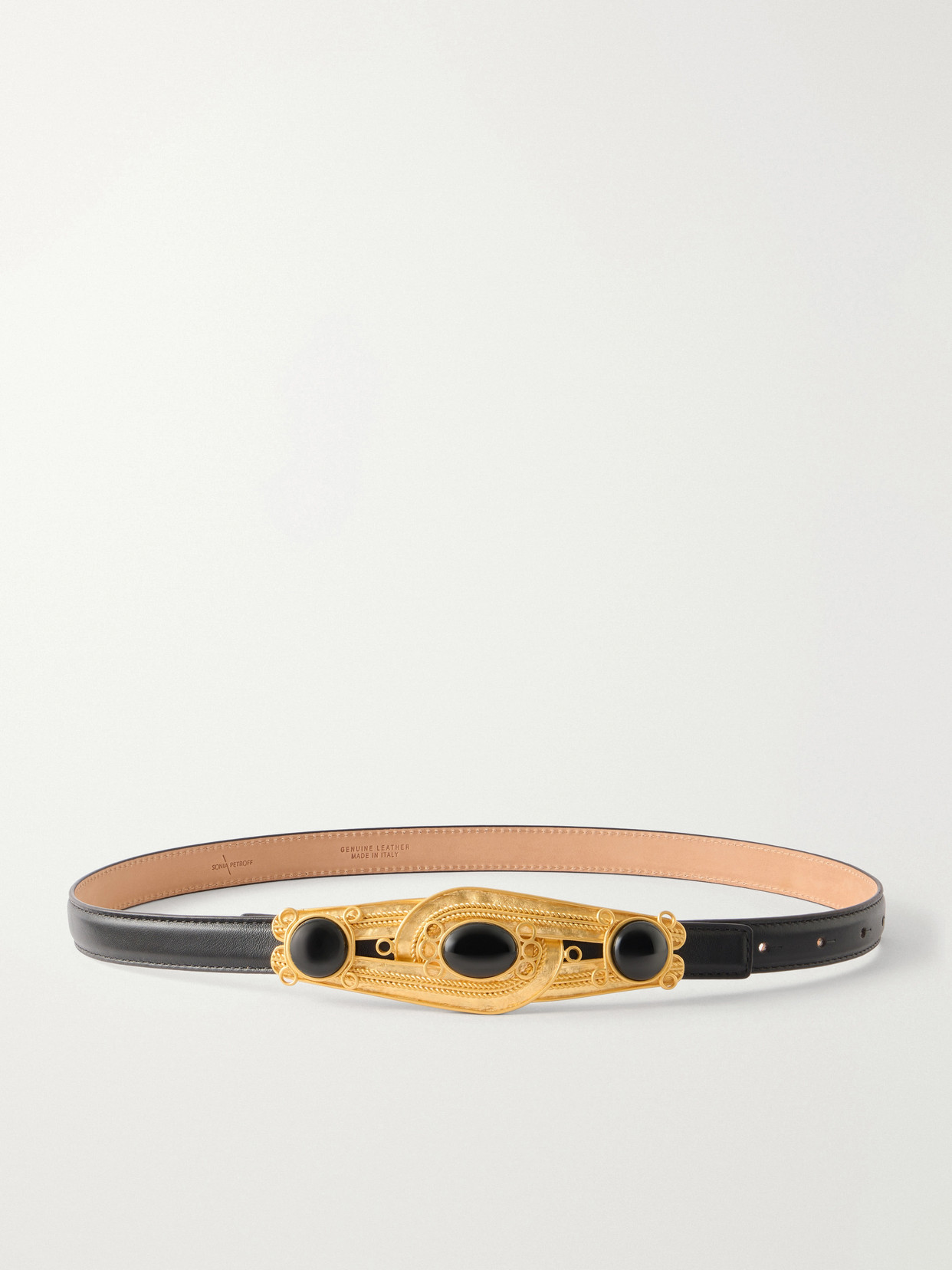 Sonia Petroff Eterna Gold-tone, Leather And Resin Belt In Black