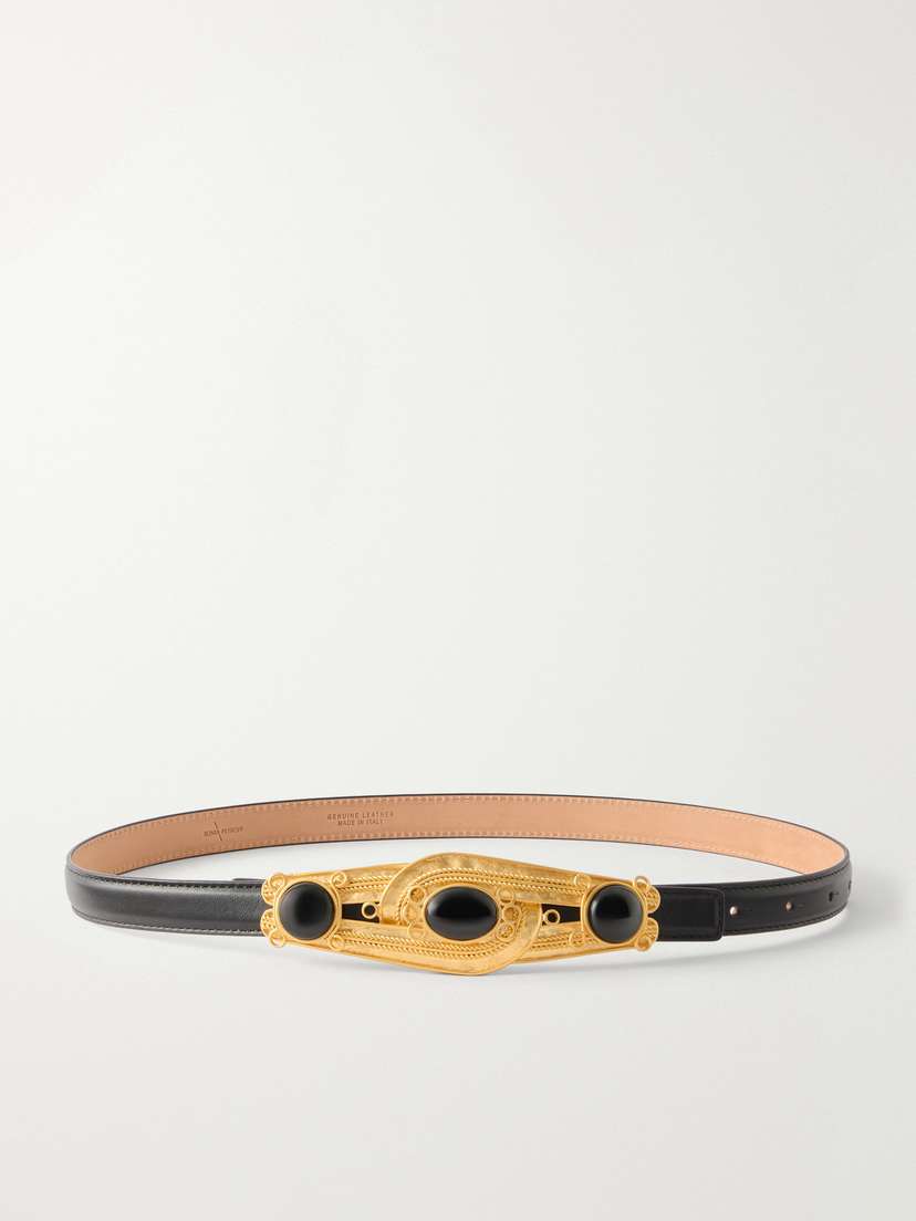 Sonia Petroff Eterna Gold-tone, Leather And Resin Belt