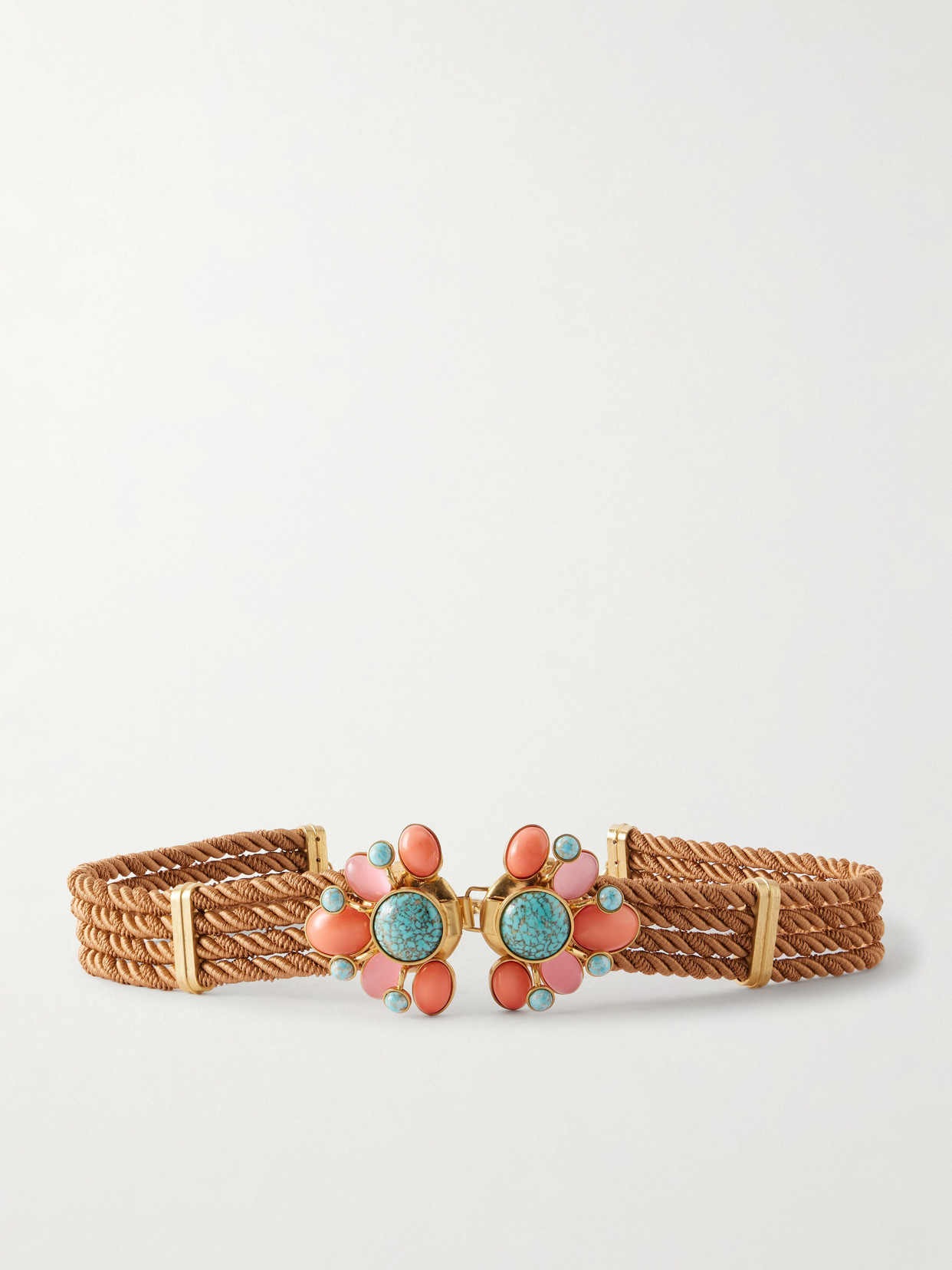 Sonia Petroff Zinnia Gold-plated, Enamel And Woven Cord Belt In Brown