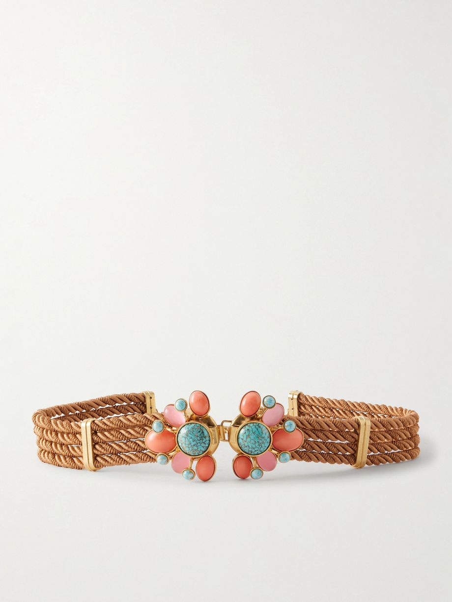 Zinnia gold-plated, enamel and woven cord belt