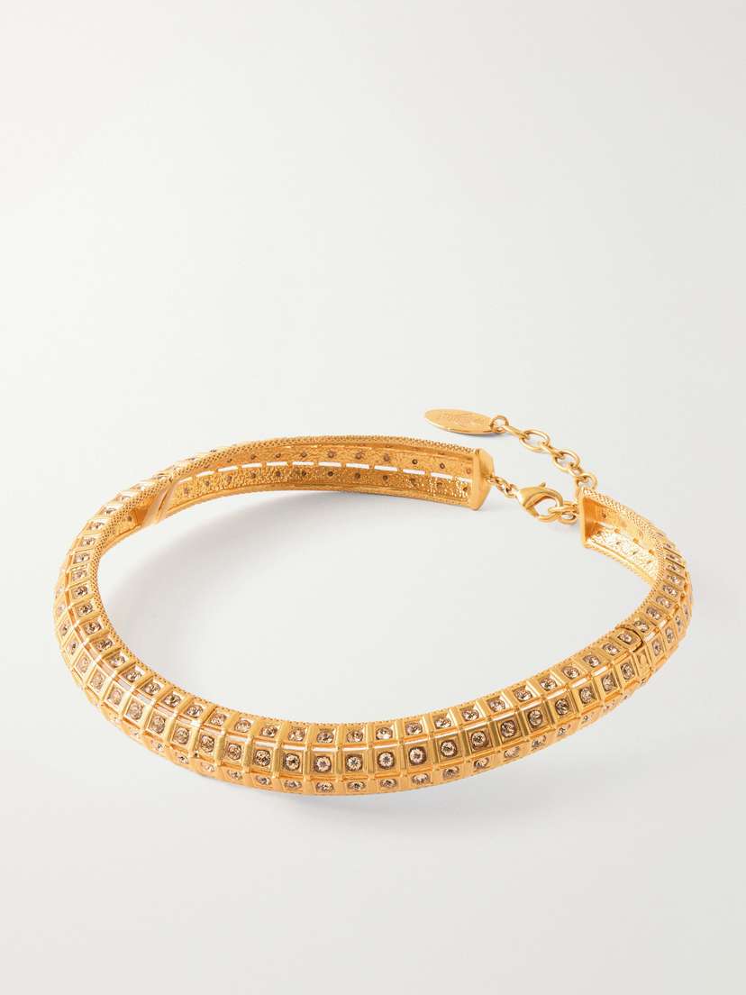 Sonia Petroff Lobster Vibe Crystal-embellished Gold-plated Necklace