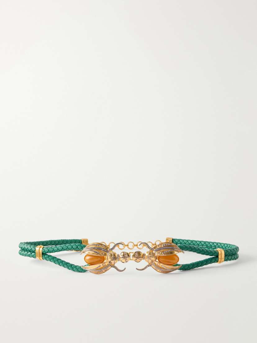 Sonia Petroff carab Gold-tone And Woven Leather Belt