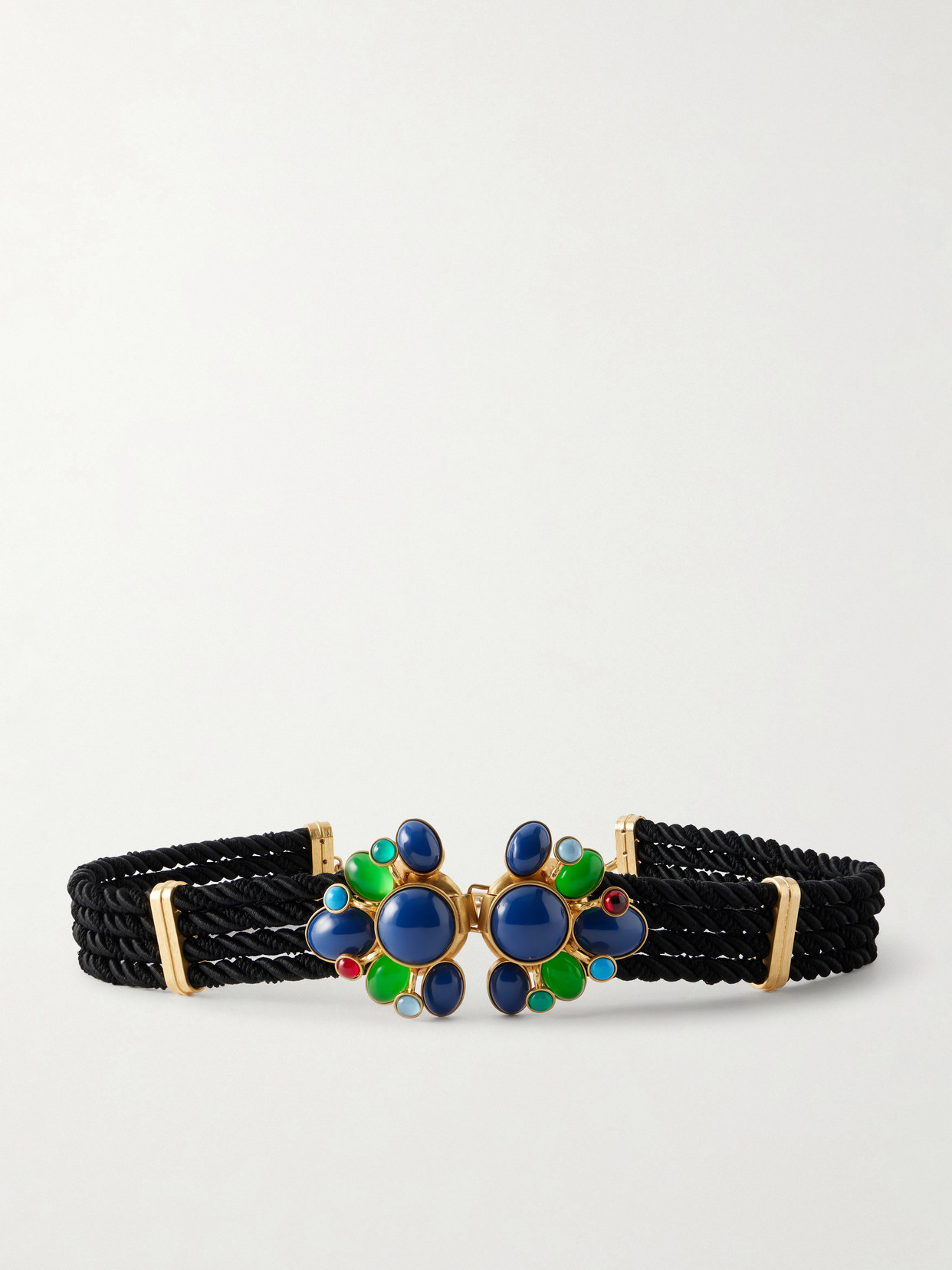 Sonia Petroff Zinnia Gold-plated, Enamel And Woven Cord Belt In Black