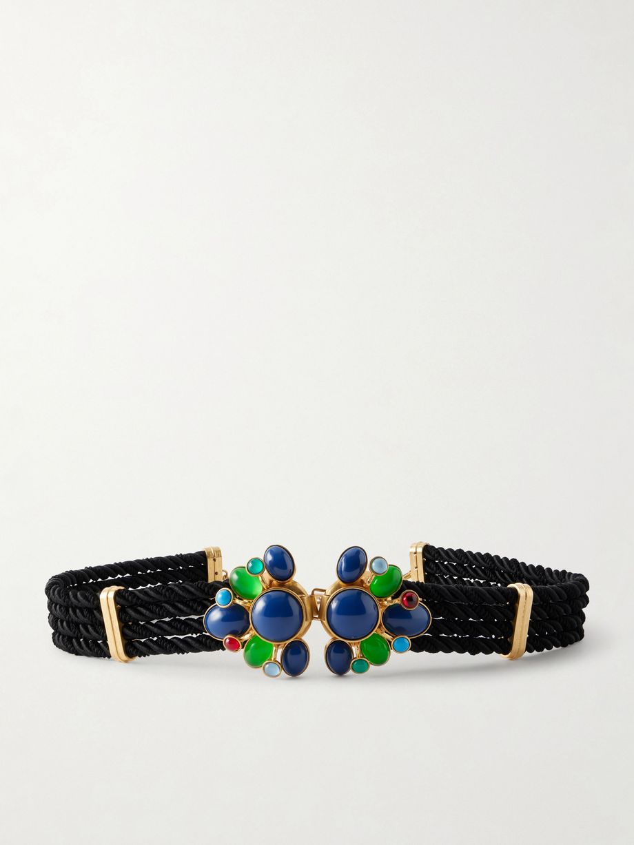 Zinnia gold-plated, enamel and woven cord belt