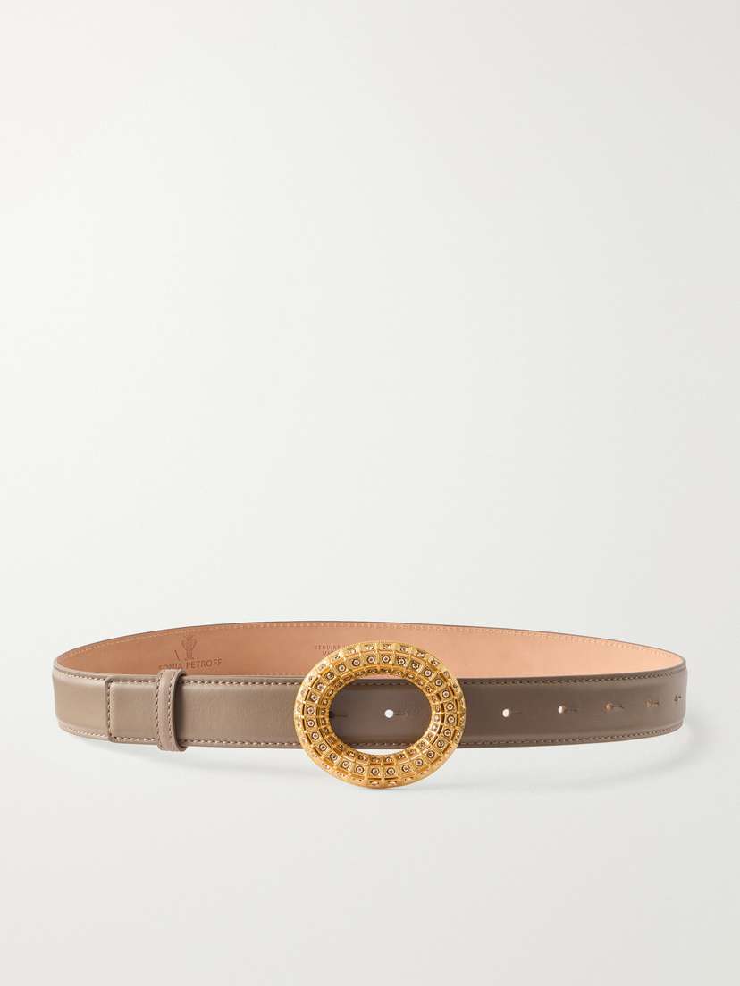 Sonia Petroff Lobster Vibe Gold-tone, Leather And Crystal Belt
