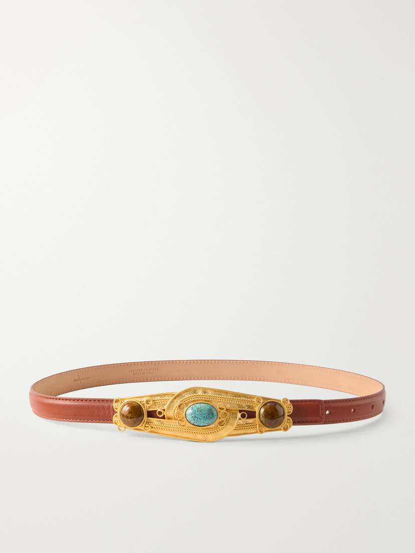 Sonia Petroff Eterna Gold-tone, Leather And Resin Belt