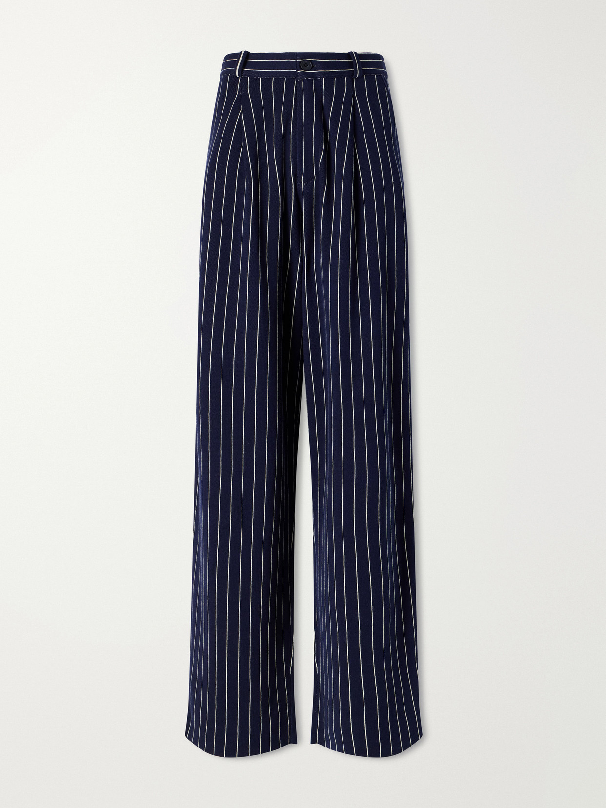 Guest In Residence - Carpenter Pinstriped Cotton And Silk-blend Knit Straight-leg Pants - Blue