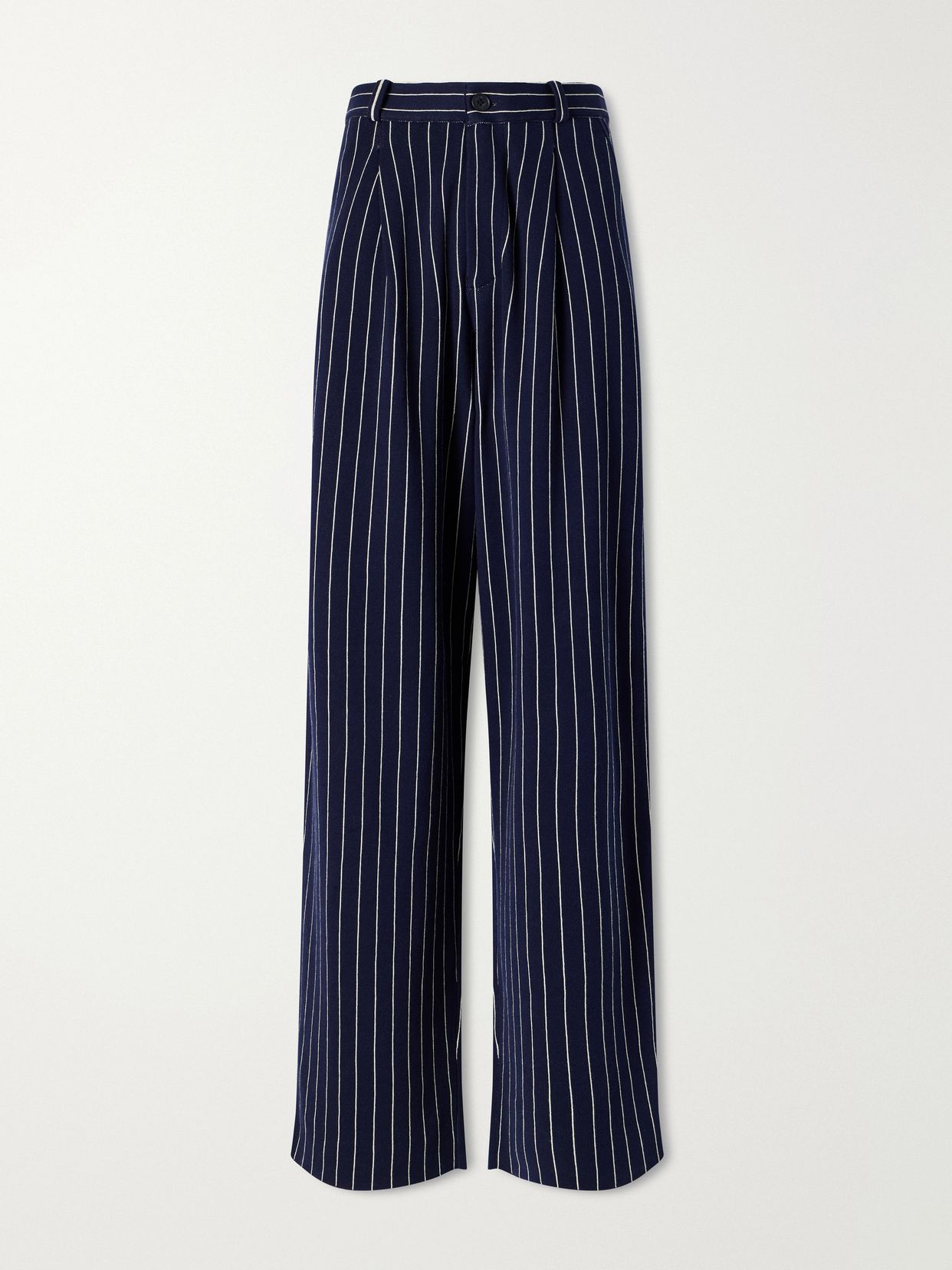 Carpenter pinstriped cotton and silk-blend knit straight-leg pants