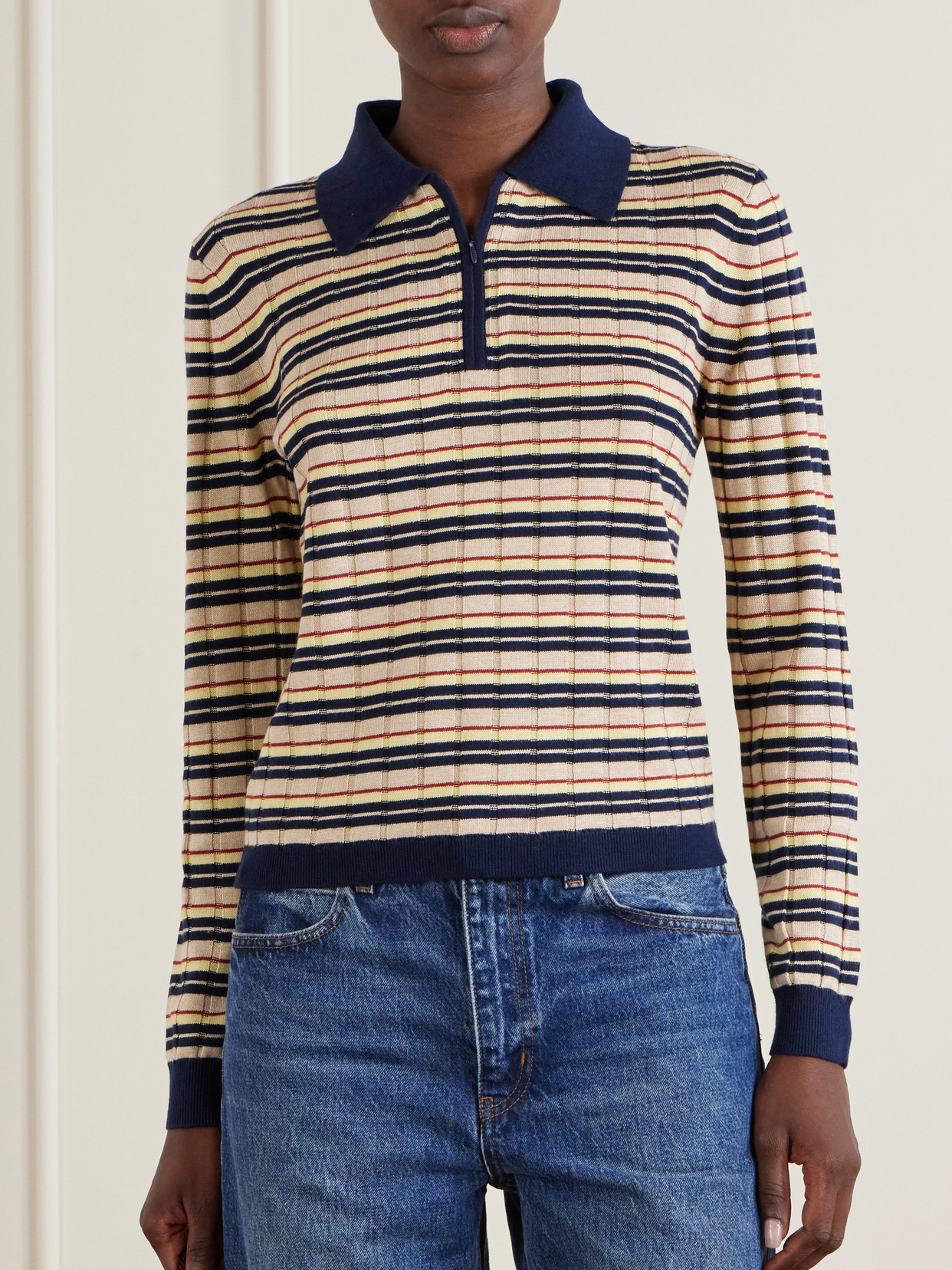 Striped Silk And Linen-Blend Polo