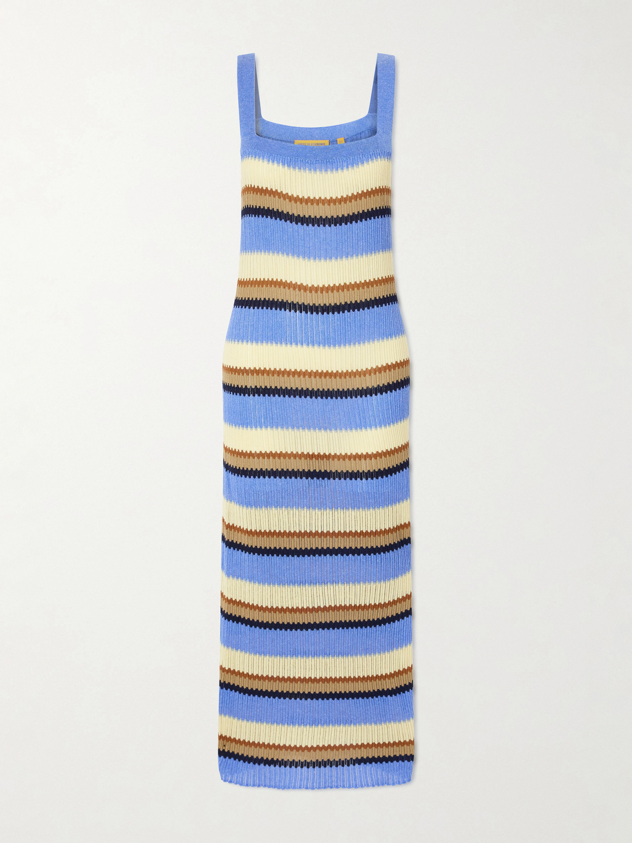 Guest In Residence Palazzo Striped Ribbed Silk And Linen-blend Midi Dress In Multi