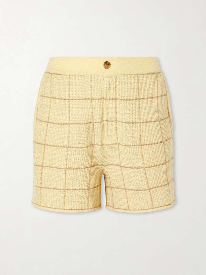 Guest In Residence Checked Knitted Cashmere And Linen-blend Shorts | Thumbnail 6 Guest In Residence Checked Knitted Cashmere And Linen-blend Shorts | Thumbnail 6